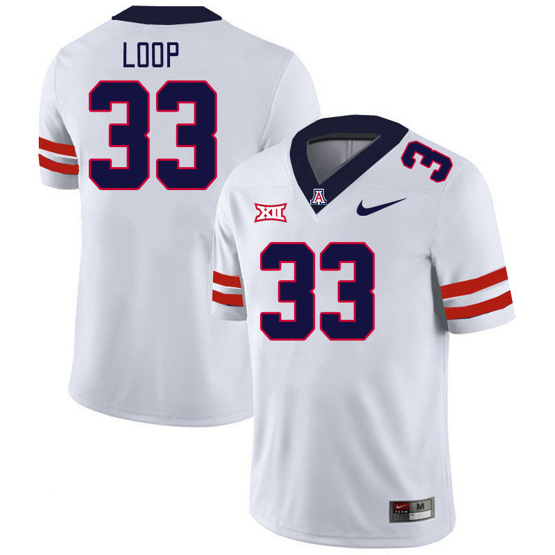 Arizona Wildcats #33 Tyler Loop Big 12 Conference College Football Jerseys Stitched Sale-White